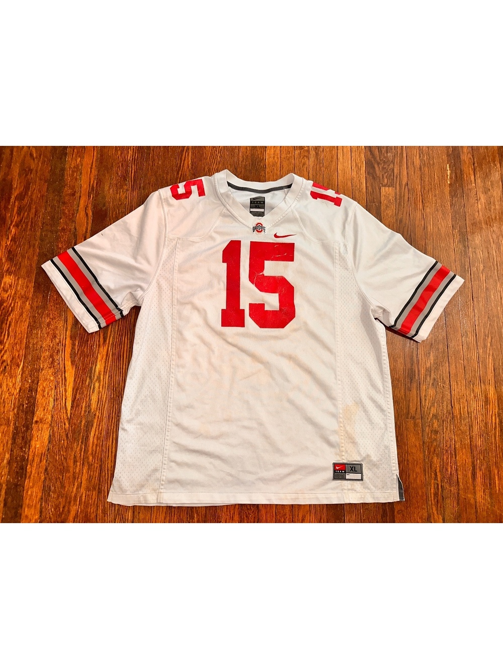 XL Nike Ohio State Buckeyes White Elliot 15 Football Jersey